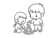 Children learning alphabet blocks vector illustration flat design