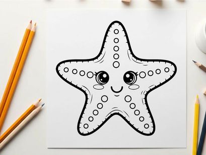 Cute cartoon starfish smiling face vector illustration flat design