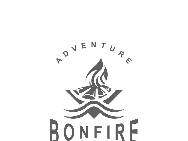 Bonfire Logo Design wood and fire camping adventure vintage illustration