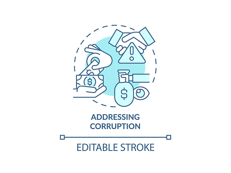 Addressing corruption turquoise concept icon