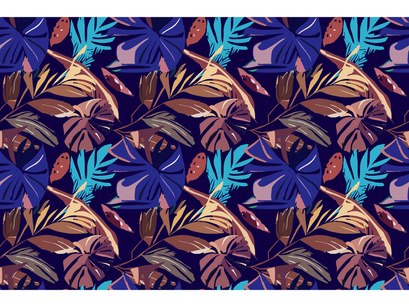 Abstract Trendy Exotic Jungle Plants Pattern