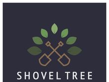 Shovel logo for agriculture, excavation,building, mining foundation. gardening vector set design with leaves