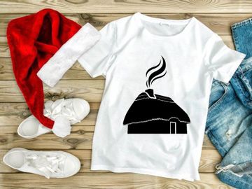 Traditional thatched roof hut with smoking chimney icon preview picture