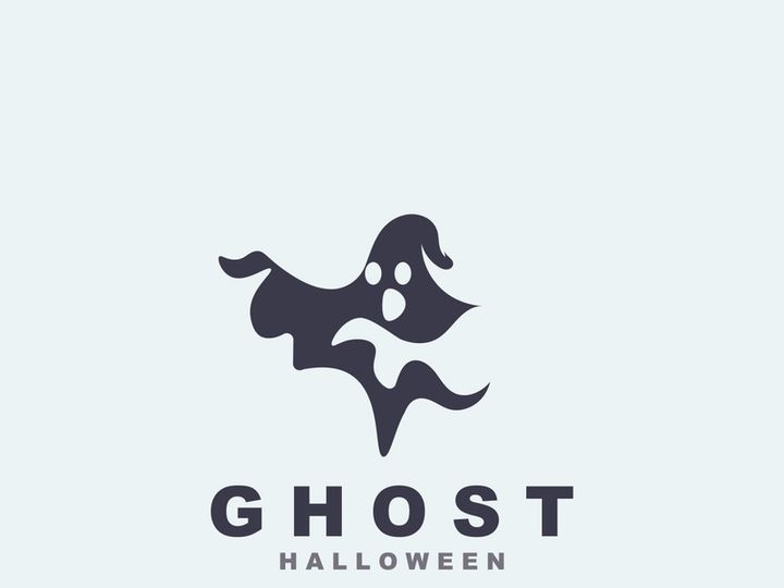 Halloween spooky ghost character in flat style isolated template design