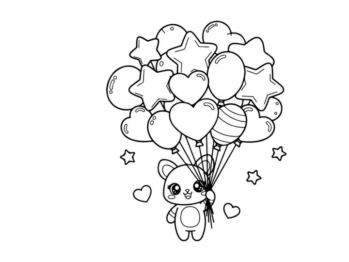 Cute bear with heart balloons love celebration vector illustration