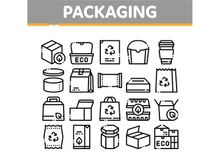 Packaging Collection Elements Vector Icons Set
