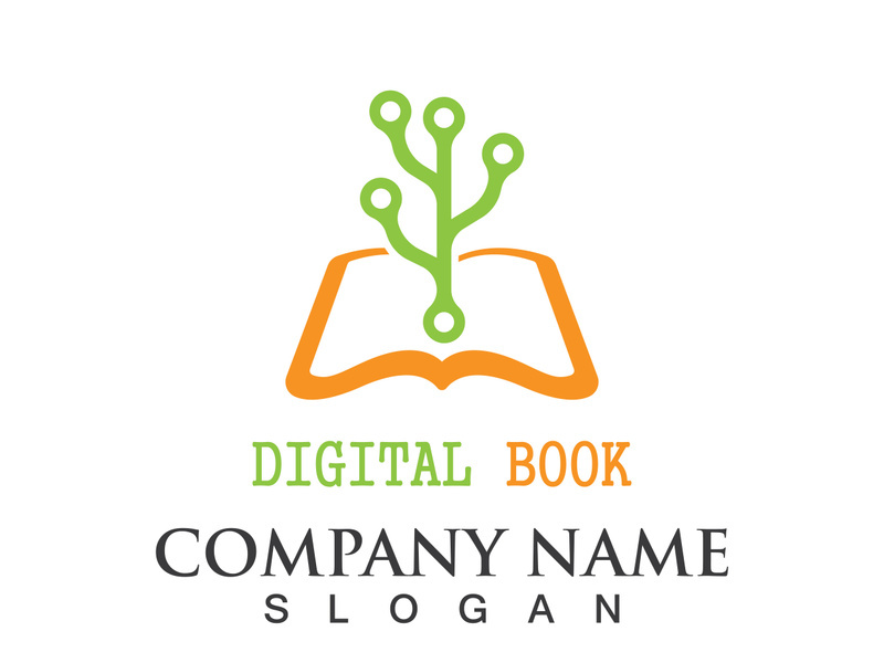 Digital book logo technology vector icon design