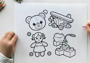Cute teddy bear and toys vector illustration flat design