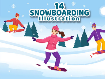 14 Snowboarding Illustration preview picture