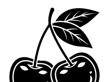 Cherry Fruit Silhouette Black Vector preview picture