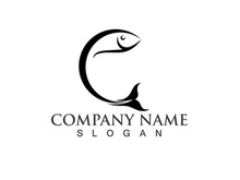 Fish jump logo animal vector