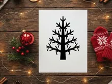 Stylized black Christmas tree silhouette for holiday decoration
