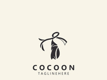 Cocoon logo Butterfly silkworm symbol. Illustration caterpillar animal template design