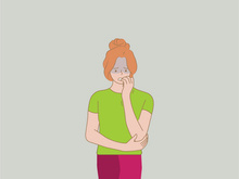 Flat illustration of a girl with fear and anxiety expressions