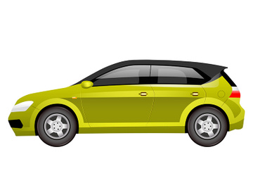 Green hatchback cartoon vector illustration preview picture