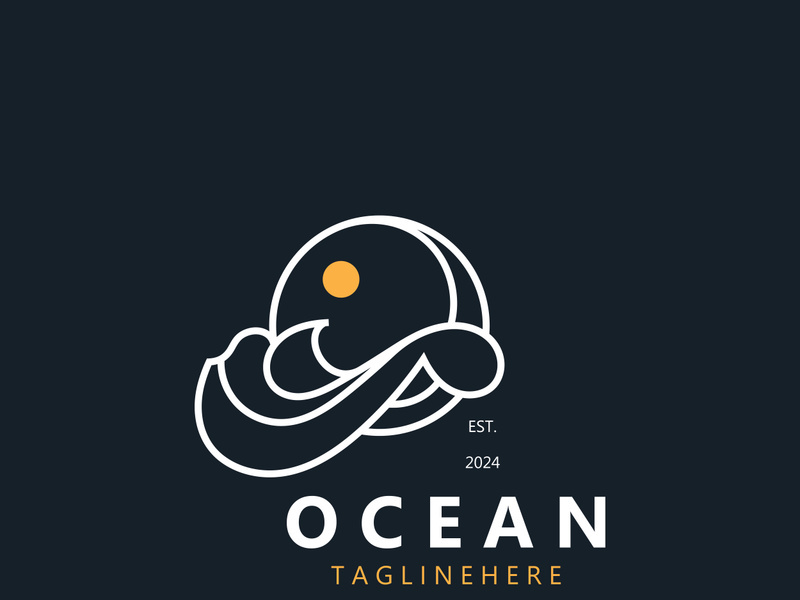 Minimalist ocean logo design with a round shape, ocean beach, sea water, simple, unique and modern