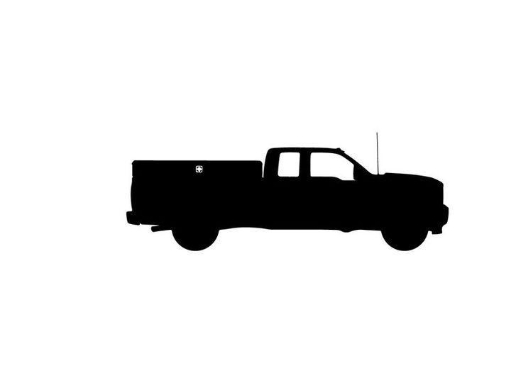 Silhouette of a pickup truck against a white background