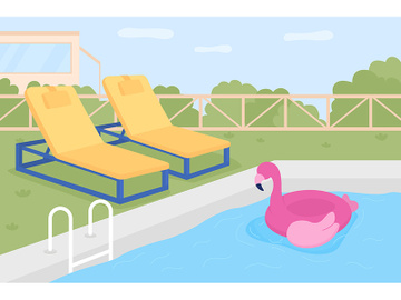Home swimming pool flat color vector illustration preview picture
