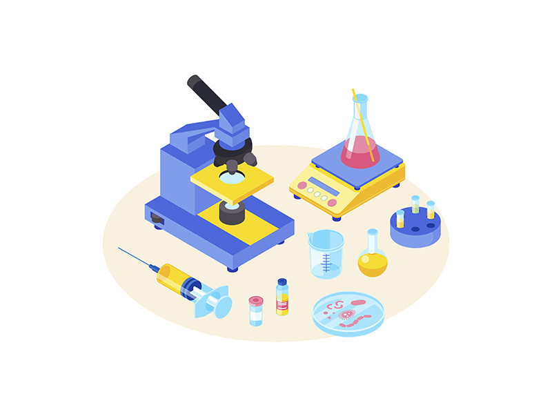 Lab tests isometric color vector illustration