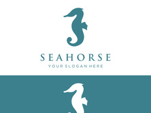 Seahorse or Hippocampus animal creative logo design.Sea animal type.
