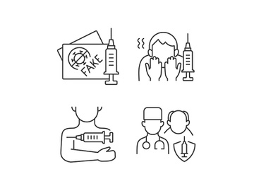 Vaccine inoculation linear icons set preview picture