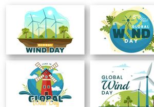 12 Global Wind Day Vector Illustration