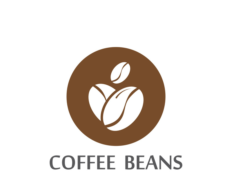 Coffee bean logo for cafe, business, label.