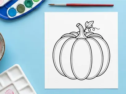 Pumpkin with leaves and stem, autumn harvest symbol. Seasonal vegetable for cooking and decoration.