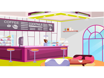 Coffeehouse interior flat vector illustration preview picture