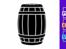 Wooden barrel vector illustration isolated black white line art