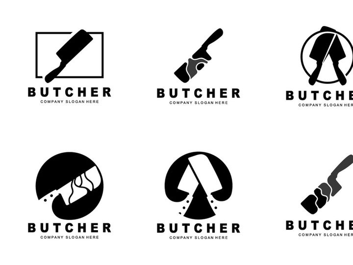 Butcher logo design, Knife Cutting Tool Vector Template, Product Brand Illustration Design For Butcher, Farm, Butcher Shop