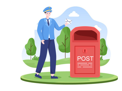 10 Postman Cartoon Vector Illustration