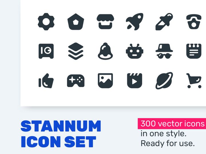 Stannum Icon Set 300 Solid vector icons.