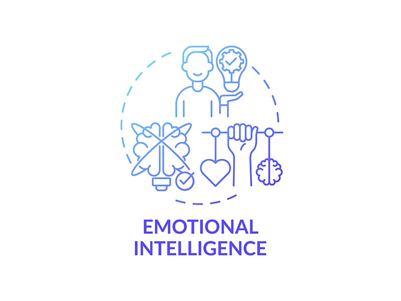 Emotional intelligence blue gradient concept icon