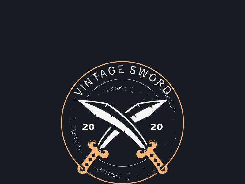 Sword vintage logo design. illustration sword element, can be used as logotype, icon, template coat of arms concept