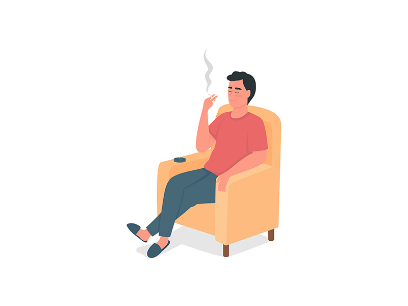 Smoking man flat color vector detailed character