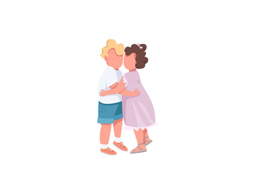 Children cuddling flat color vector faceless characters preview picture