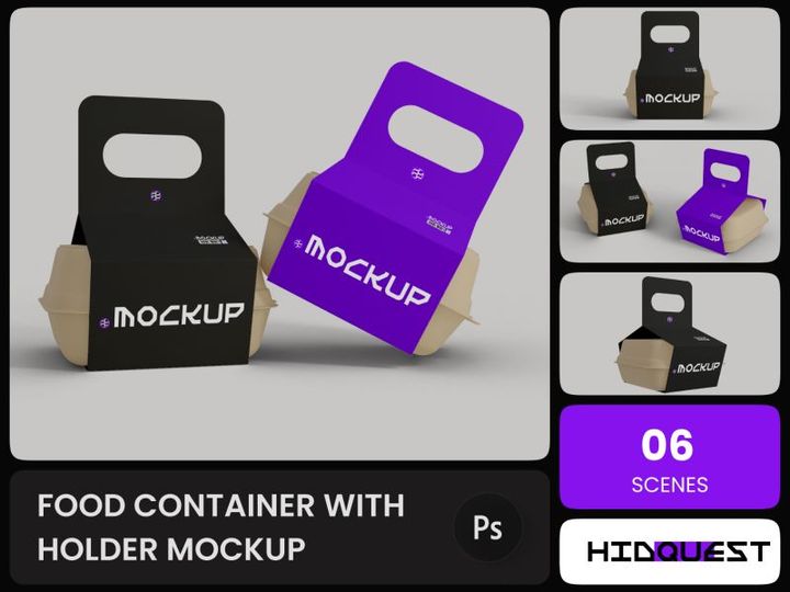 Food Container with Holder Mockup