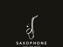 Saxophone music logo design simple modern and minimalist illustration