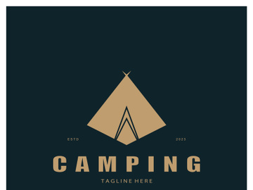 vintage and retro tent logo, camping. With tent, tree and bonfire sign. adventurers, scouts, climbers, camping equipment center preview picture