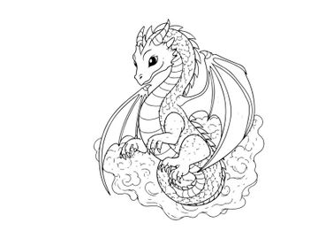 White dragon fantasy creature roaring vector illustration preview picture