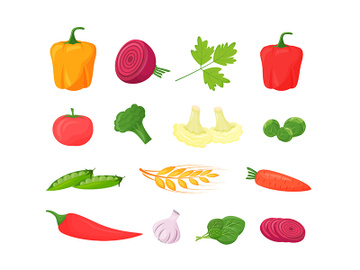 Fresh vegetables cartoon vector illustrations set preview picture