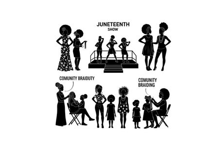 Juneteenth celebration silhouette community braiding event