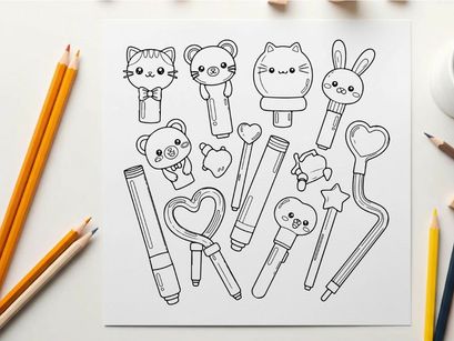 Cute animal school supplies vector illustration flat design