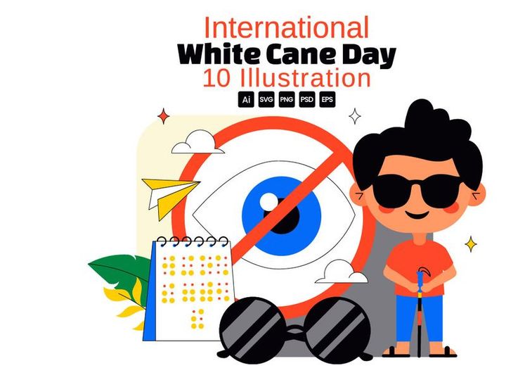 10 International White Cane Day Illustration