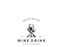 Wine drink Vintage logo label with glass or beer premium, bars, clubs, cafes company