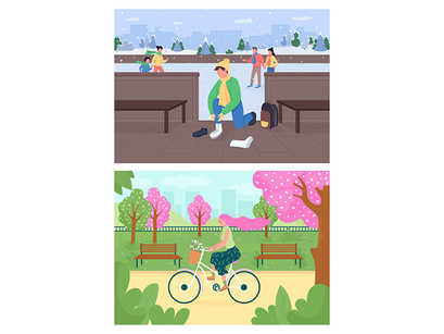 People activity illustrations bundle