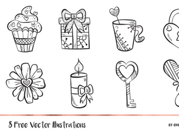 8 FREE Valentine's day Elements Vector Illustrations preview picture