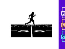 Athlete sprinting on a track field during a competitive event at night