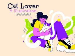 4 Cat Lover Vector Illustration preview picture
